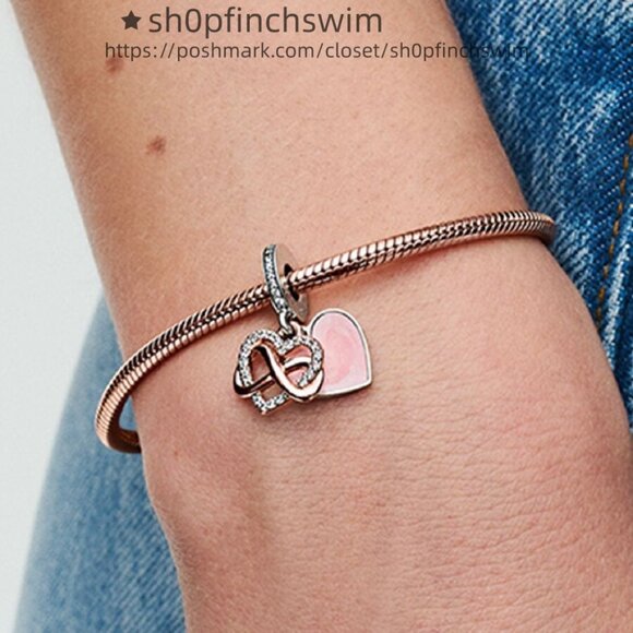 Pandora Sparkling Infinity Heart Dangle Charm|Two-tone - Picture 4 of 7